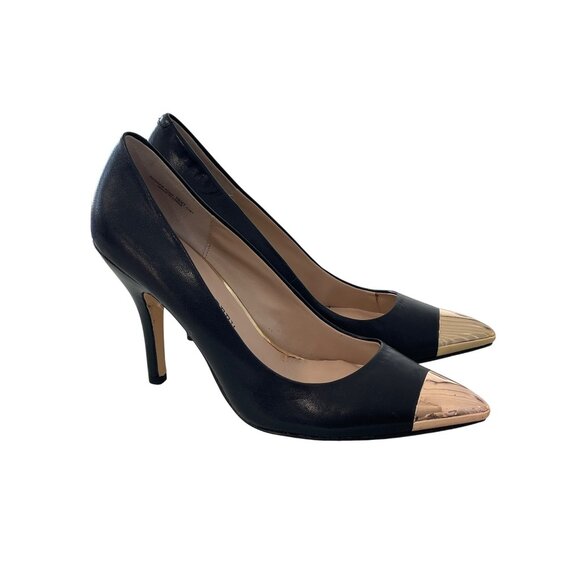 Chinese Laundry Danger Zone Pump Size 10 Black Gold Pointed Toe High Heels Party - Picture 1 of 9